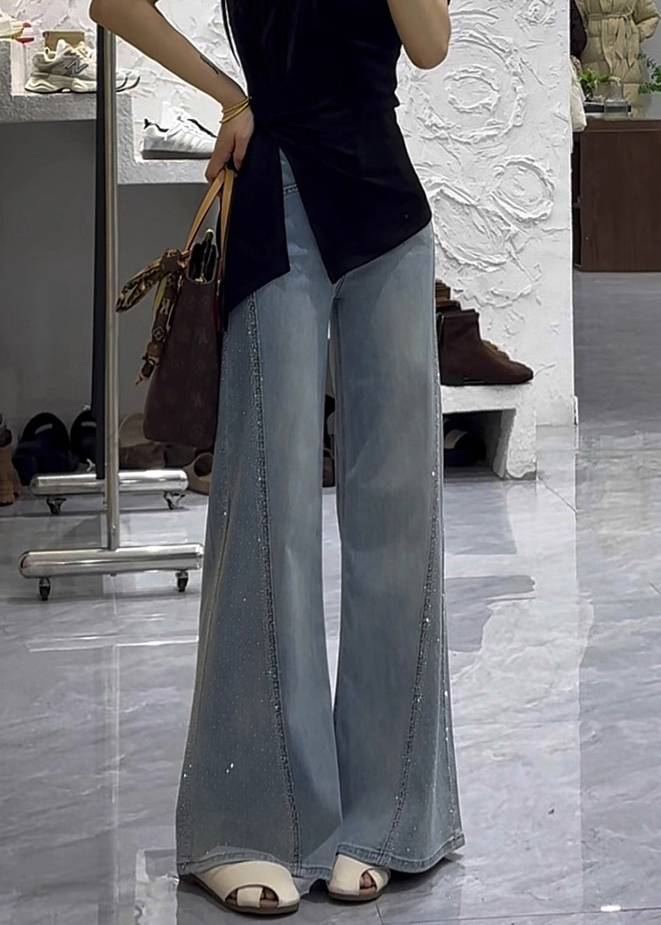 Trousers Blue Zircon Modern Waist Flared High Fall Denim