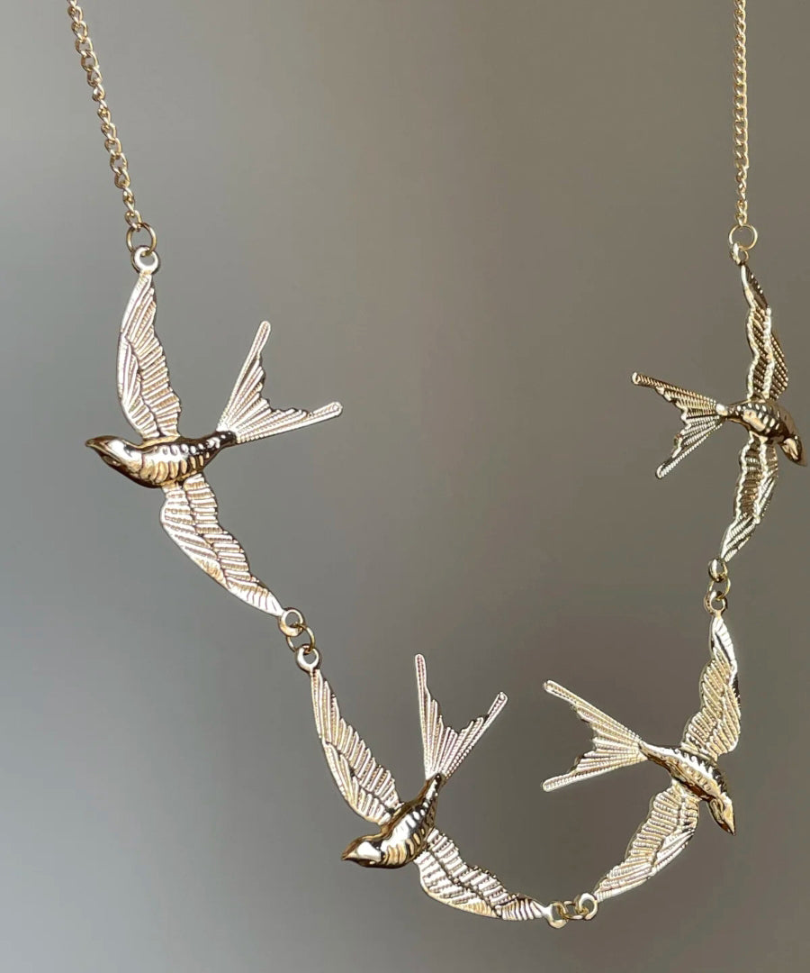 Gold Copper Young Alloy Pendant Necklace Swallow Modern