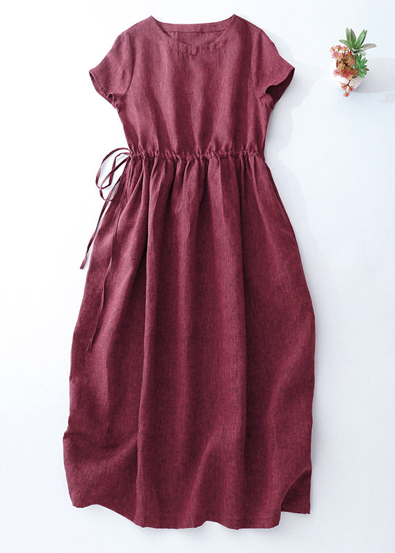 Robe d'été longue cintrée en lin, mûre moderne