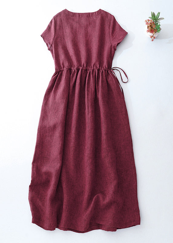 Robe d'été longue cintrée en lin, mûre moderne