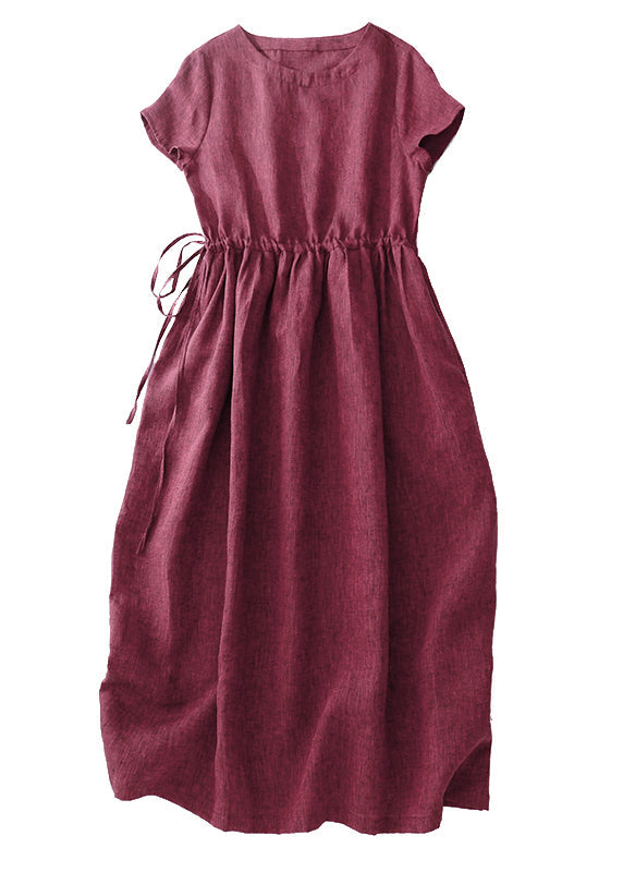Robe d'été longue cintrée en lin, mûre moderne