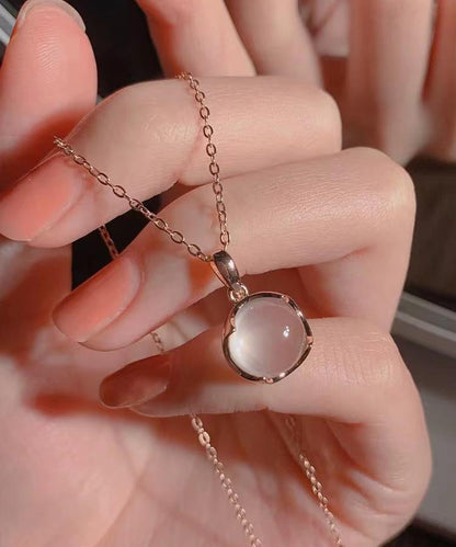 Modern Rose Sterling Silver Crystal Pendant Necklace ET038