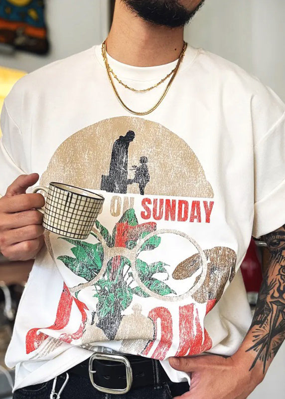 Neck Print T Baumwolle Weiß Shirts Sommer Modern Buchstabe O