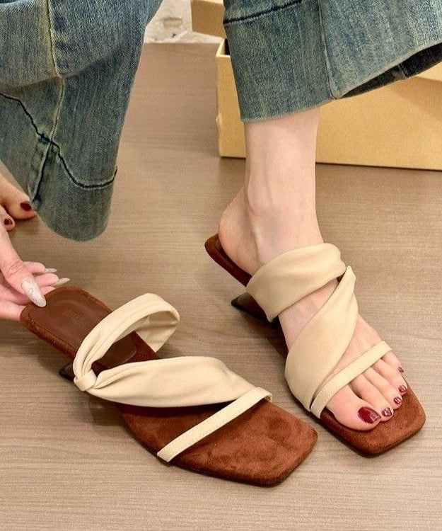 Slide Faux Leather Sandals Boutique Wedge Mulberry Splicing
