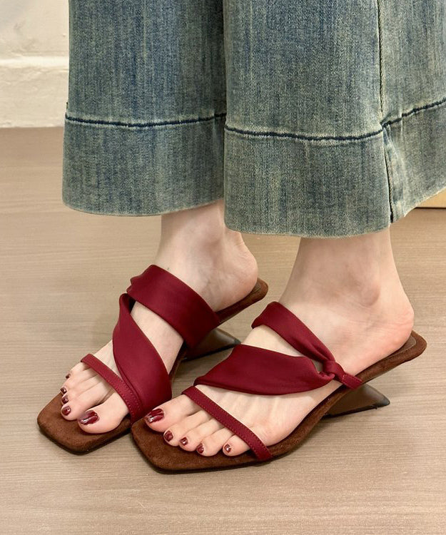 Slide Faux Leather Sandals Boutique Wedge Mulberry Splicing