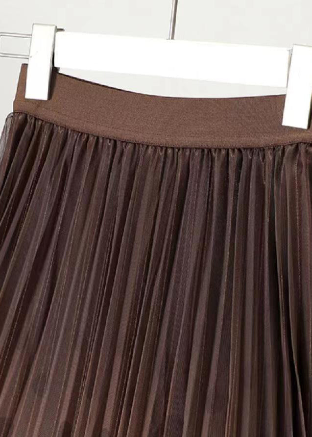 Jupe plissée en tulle à pois avec dégradé de café noir naturel Printemps QQ1066