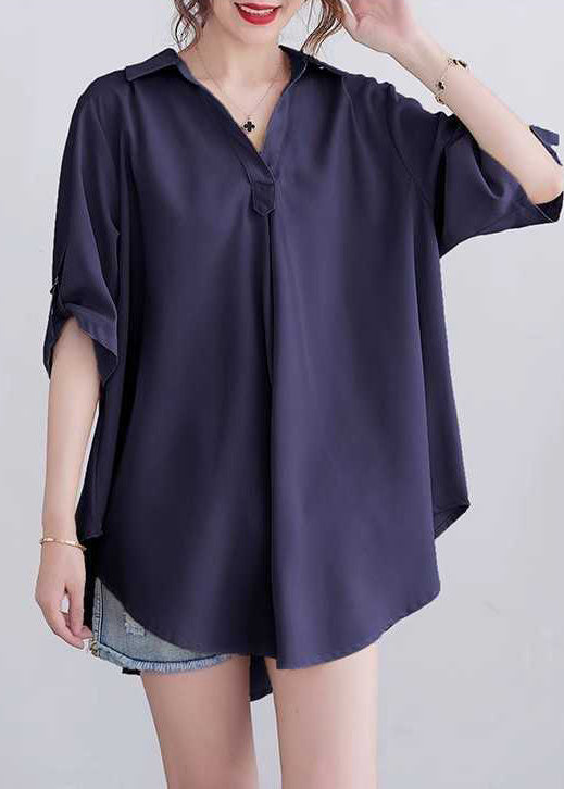 Kragen Tops Navy Sommer Baumwolle Peter Pan Lose