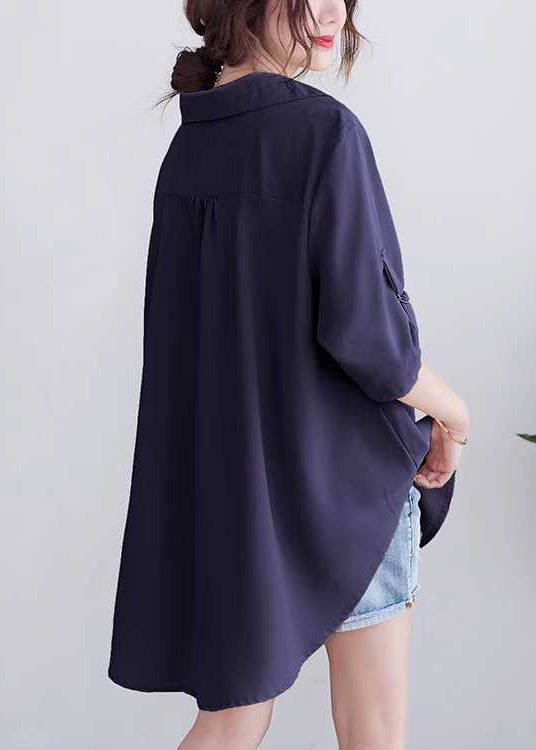Kragen Tops Navy Sommer Baumwolle Peter Pan Lose