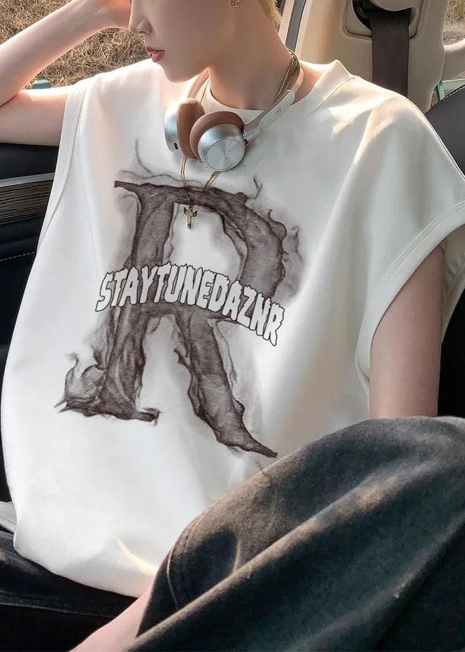 Tanktop Aprikose Buchstaben Herren Ärmellos Baumwolle Oversize Neu