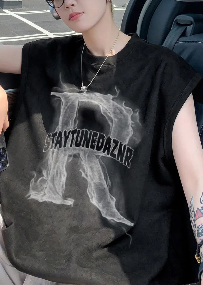 Tanktop Aprikose Buchstaben Herren Ärmellos Baumwolle Oversize Neu