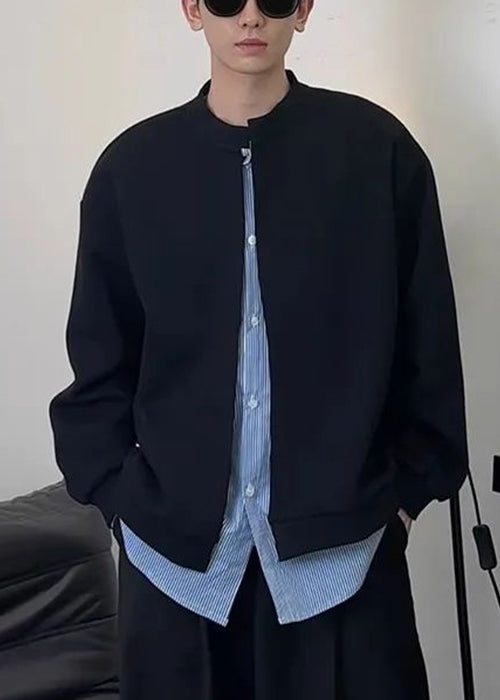 Neu Schwarz Gestreiften Patchwork Sweatshirts Herren Frühling