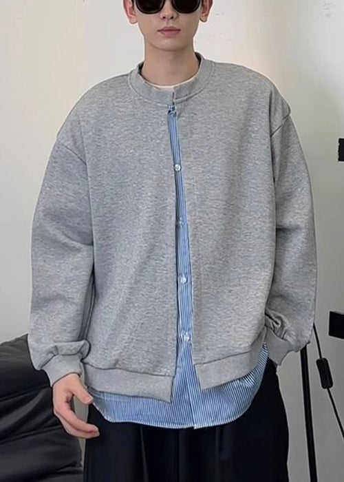 Neu Schwarz Gestreiften Patchwork Sweatshirts Herren Frühling