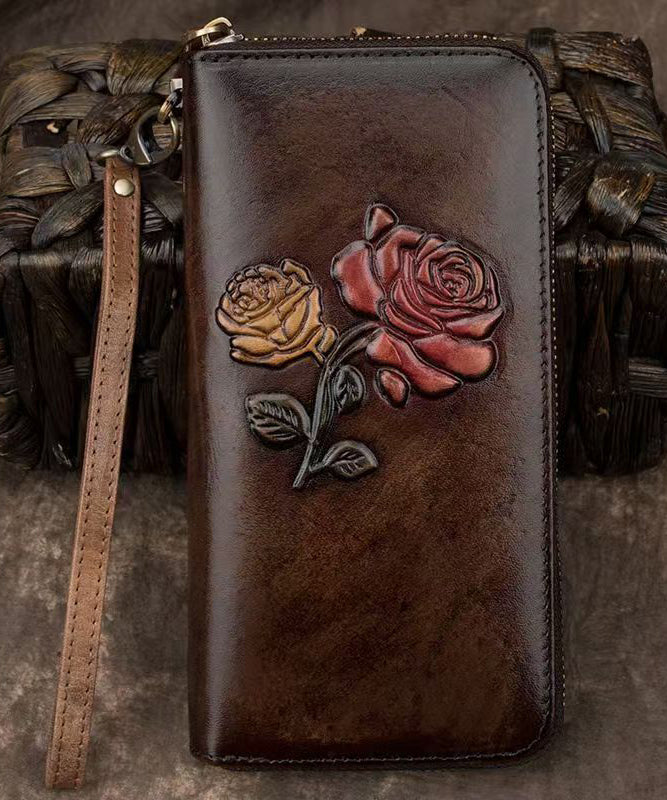 Robuste Leder Geldbörse Kalbsleder Schwarz geprägt Neue Brieftasche