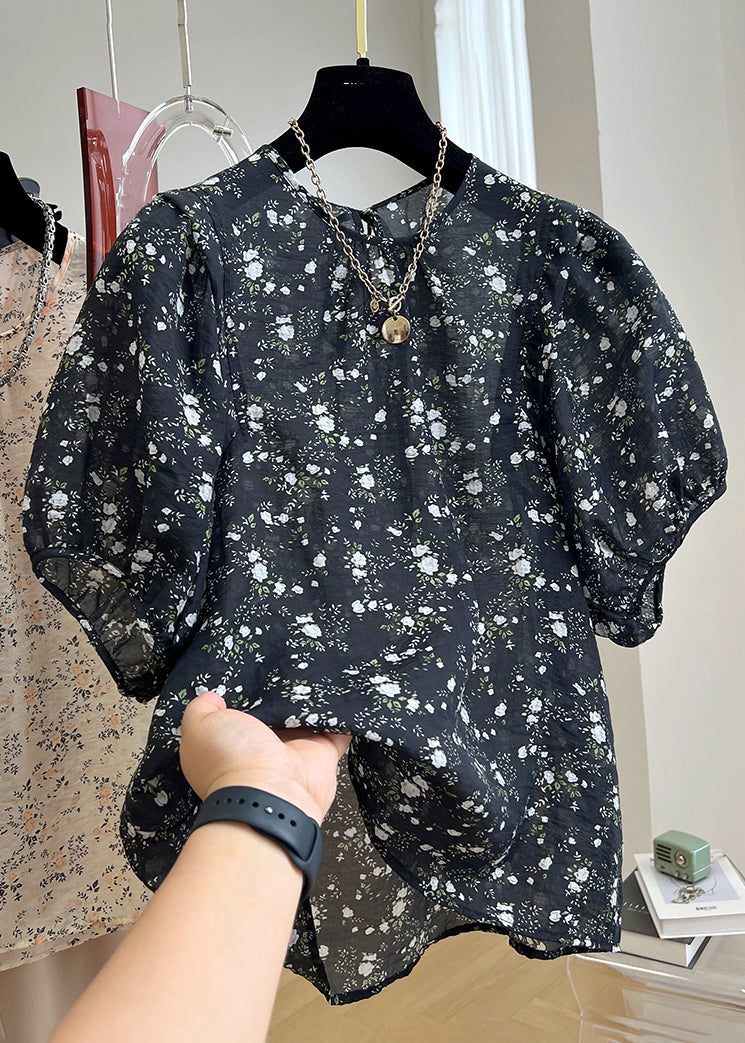Print Cotton Black New Shirt Summer Button
