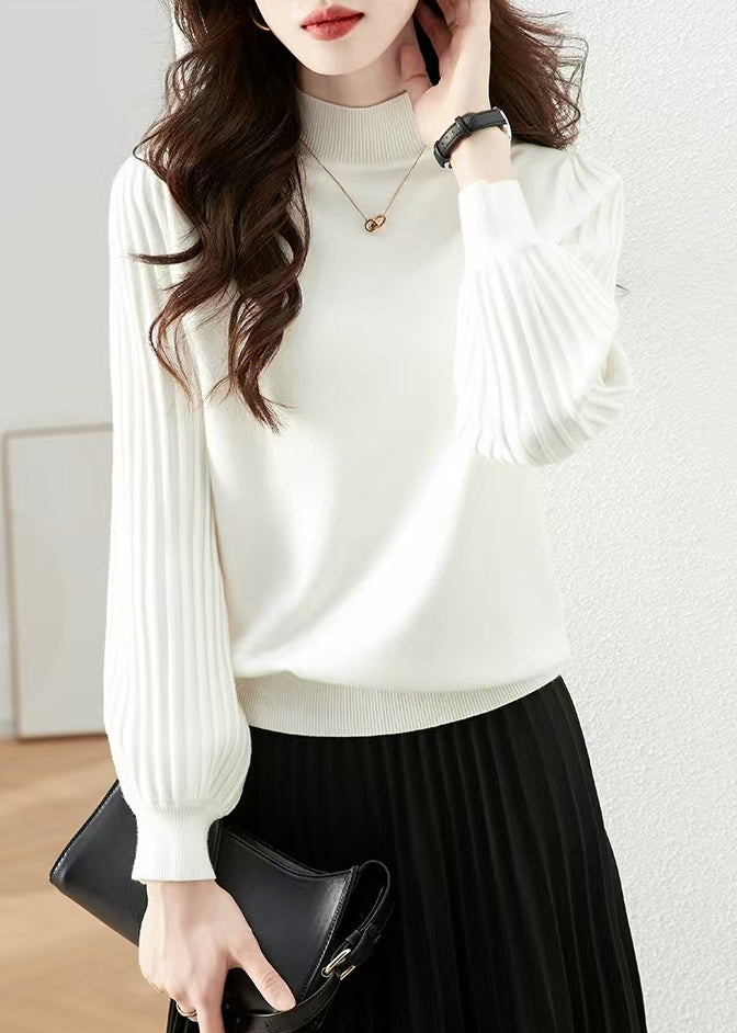 New Black Turtleneck Solid Knit Sweaters Fall QI023