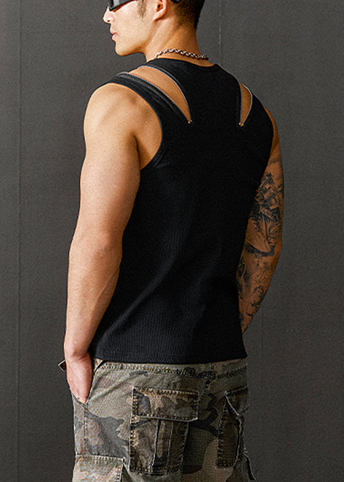 Cotton Up Herren Design Original Zip New Tank Sommer Schwarz