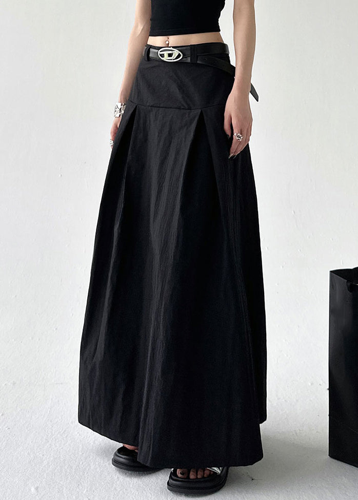 New Cotton Summer Skirts High Zippered Waist Black