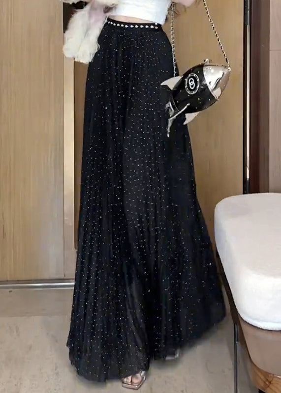 Skirts Summer Zircon Wrinkled Maxi Tulle Black New