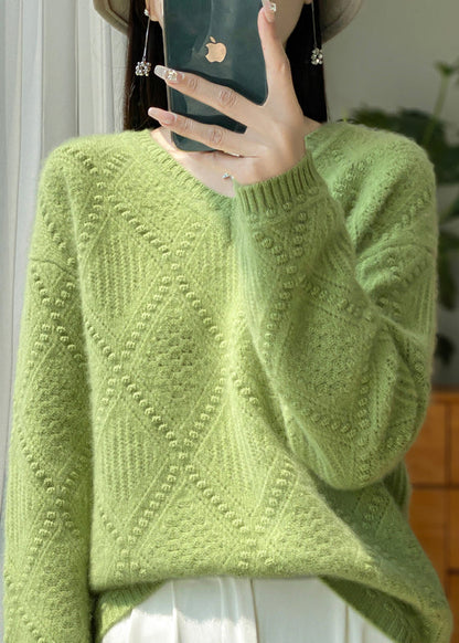 New Blackish Green V Neck Thick Woolen Sweaters Winter RS018