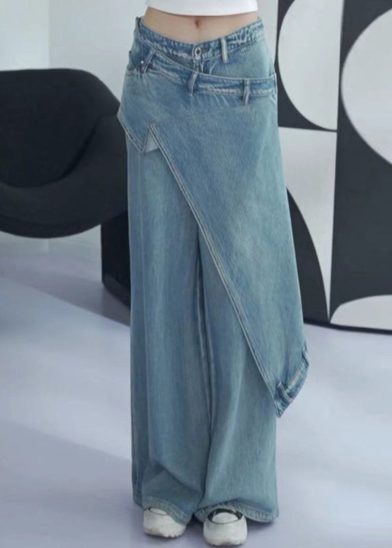 Neue asymmetrische Jeanshose mit hoher Taille in Blau für den Sommer AW1001