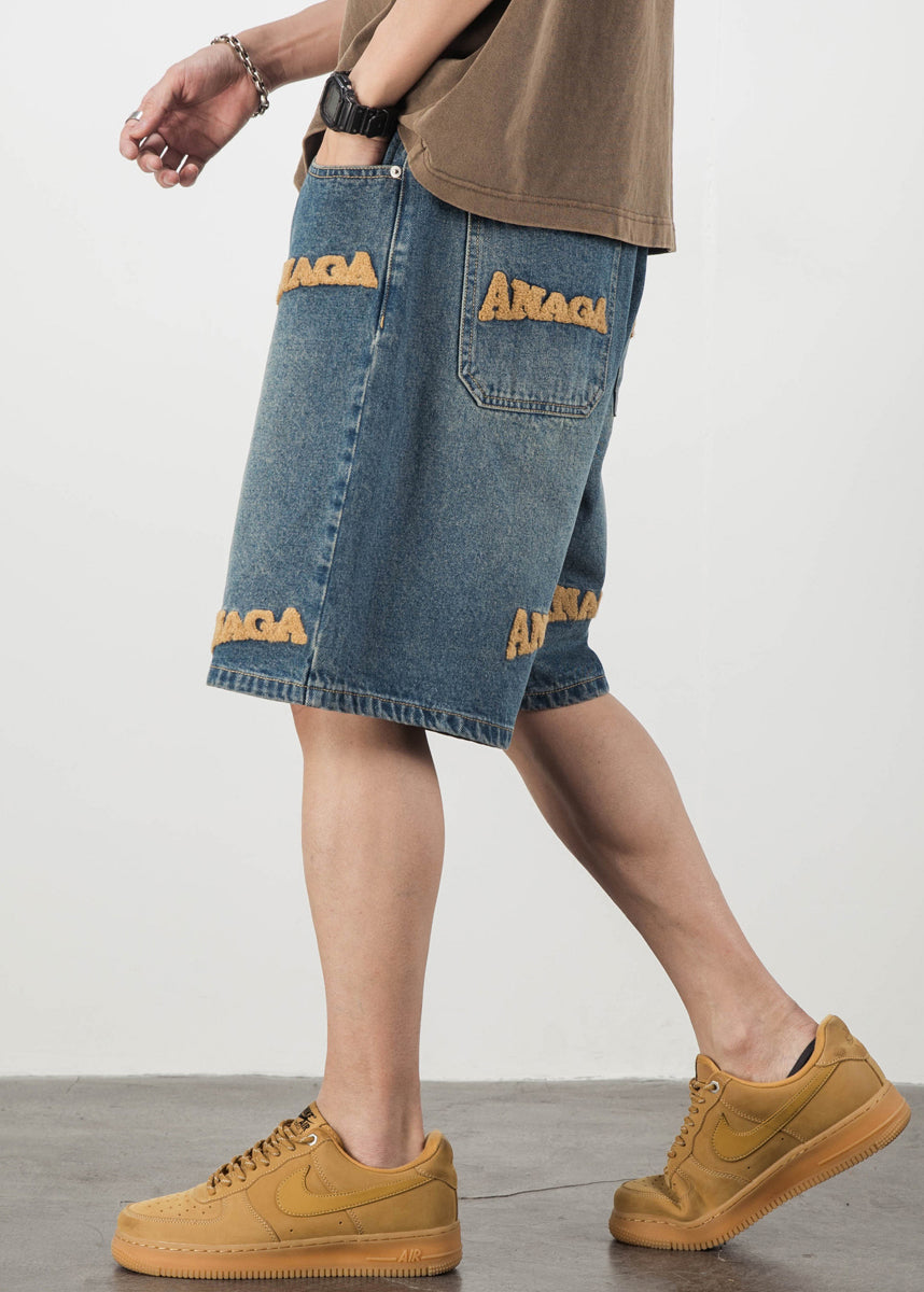 Shorts Herren Sommer Neu Buchstaben Taschen Blau