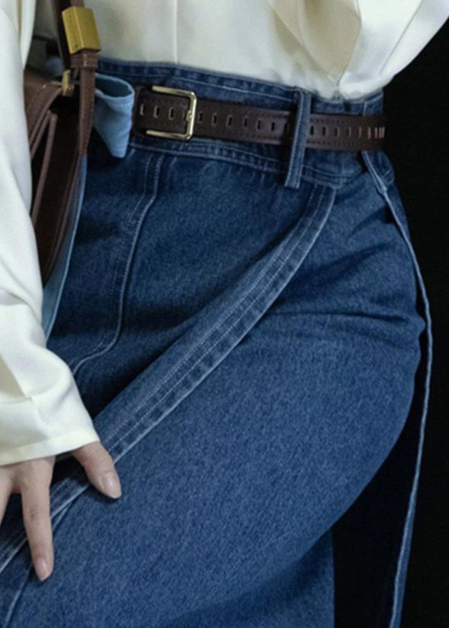 Frühling Neue Offene Seite Denim Blau Hohe Taille Röcke