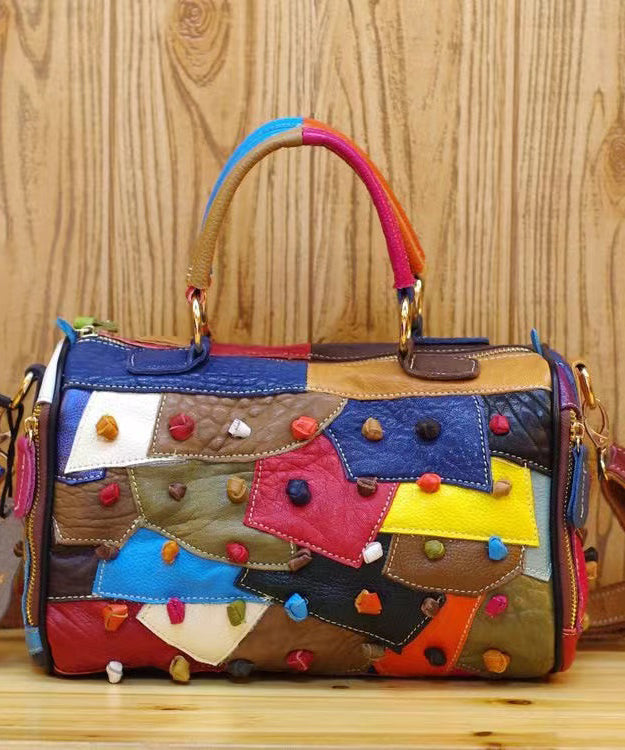 Neue Boutique Polychrome Kalbsleder Patchwork Tote Handtasche HJ1028