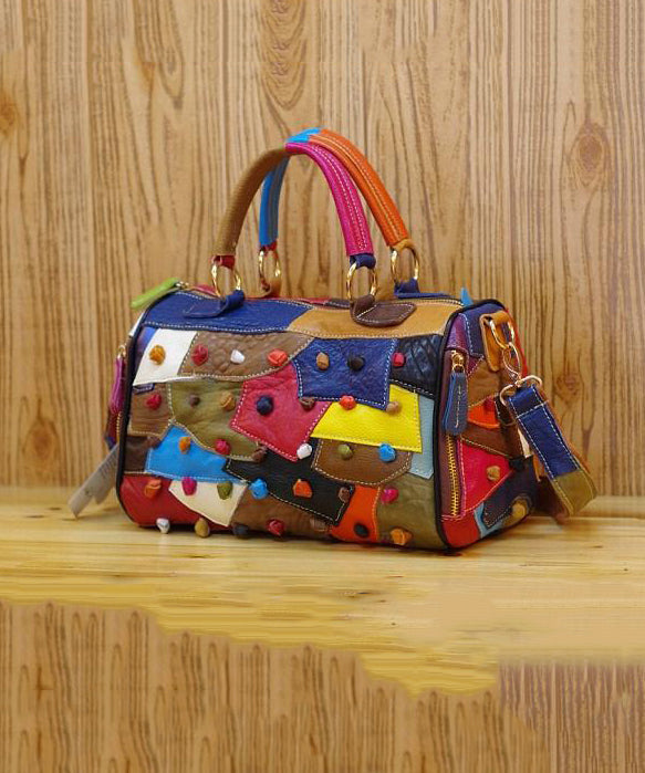 Neue Boutique Polychrome Kalbsleder Patchwork Tote Handtasche HJ1028