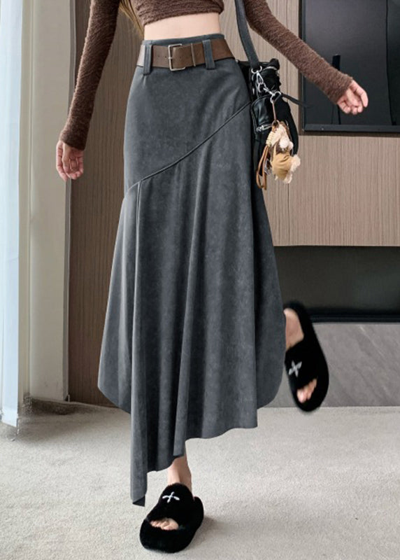 Neue Linie Sommer Kaffee Asymmetrische A Röcke Wrinkled