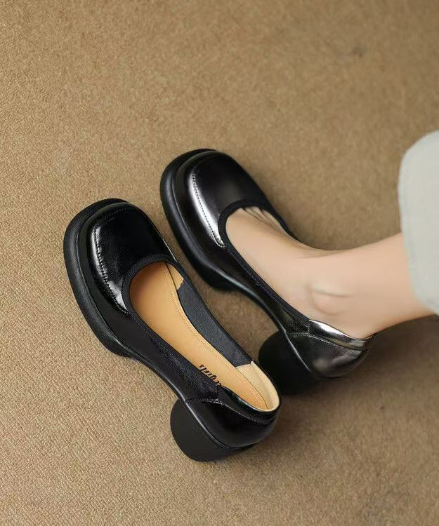 Dunkles Leder Ferse Spleißen Hohe Rindsleder Grau Heels Neue Chunky