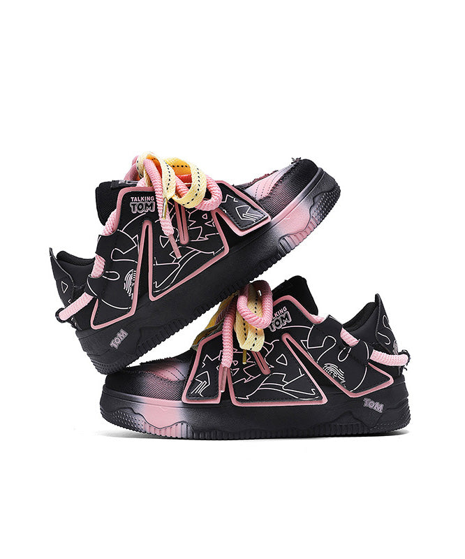 Splicing Up Platform Lace Black Flat Shoes Fashion New