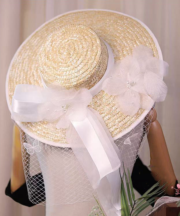 Style French Countryside Hat New Lace Straw Flower