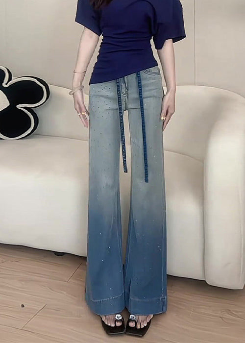 Wide Denim New Color Gradient Zircon Pants Fall Leg