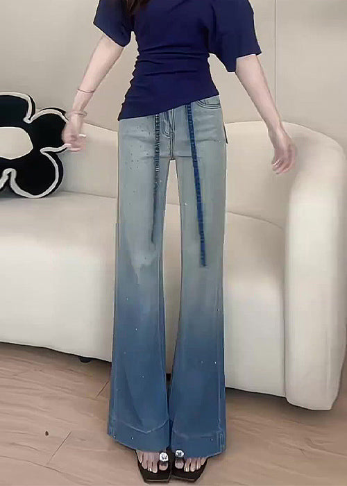 Wide Denim New Color Gradient Zircon Pants Fall Leg