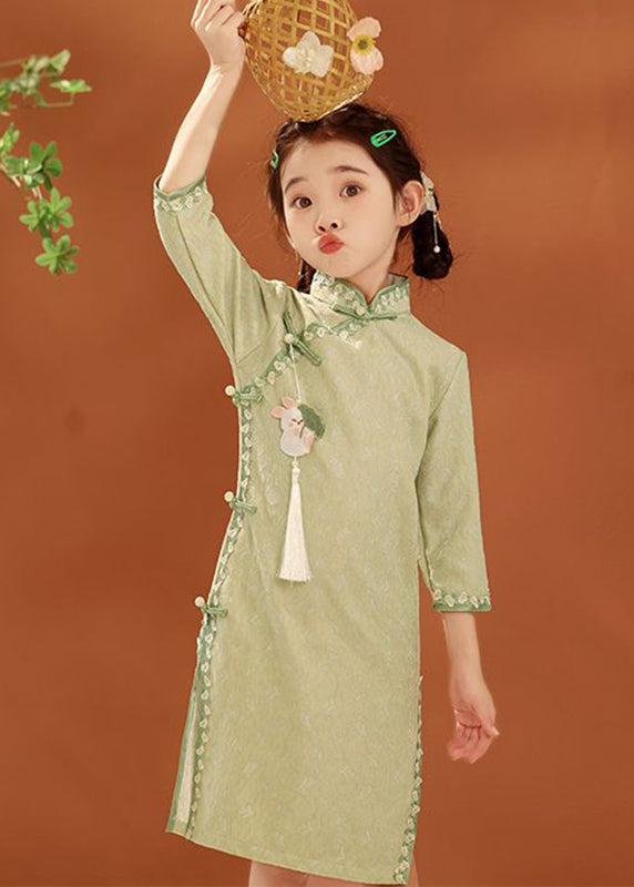 Col boutonné maxi vert brodé pour enfant