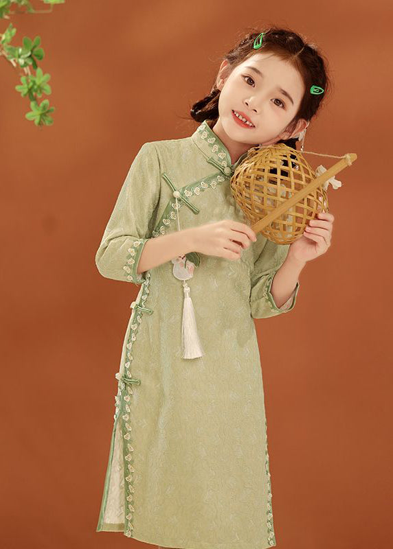 Col boutonné maxi vert brodé pour enfant