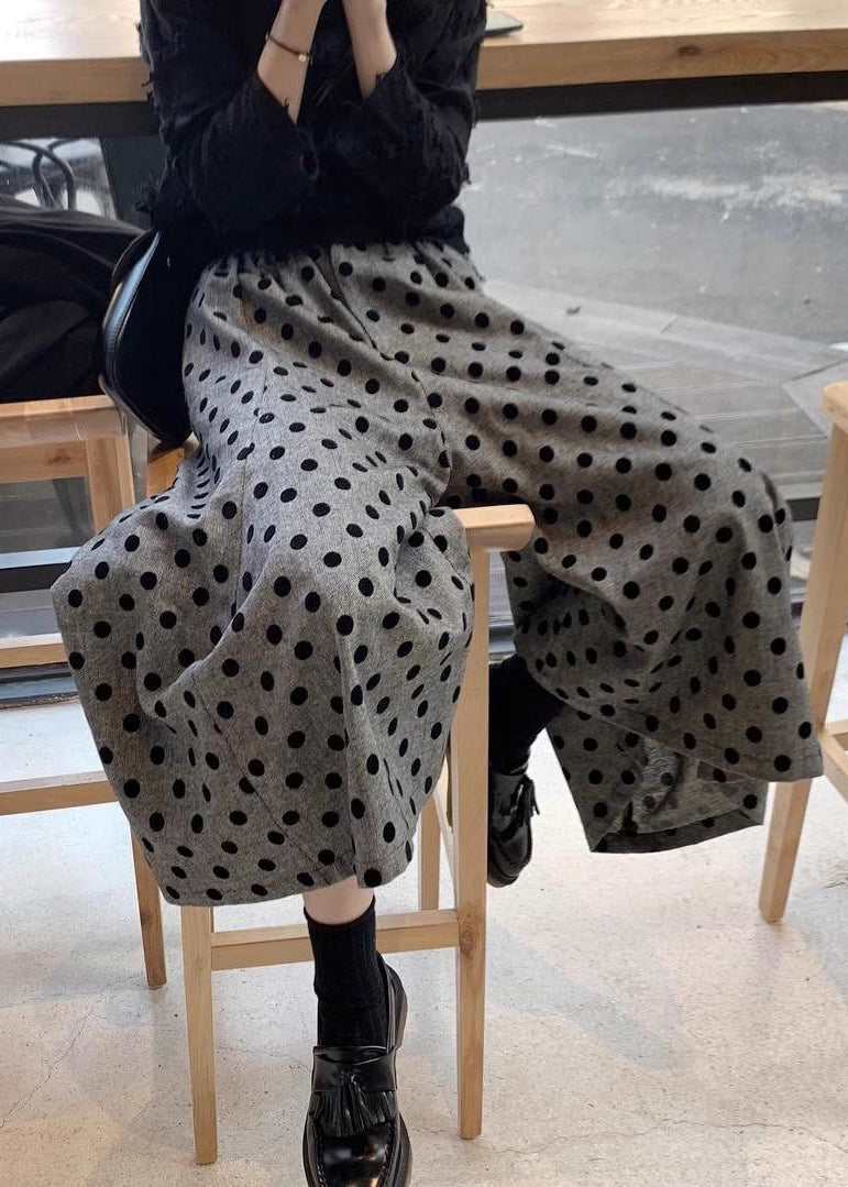 Dot Taille Sommer Baumwolle Grau Neue Bein Hosen Elastische Breite