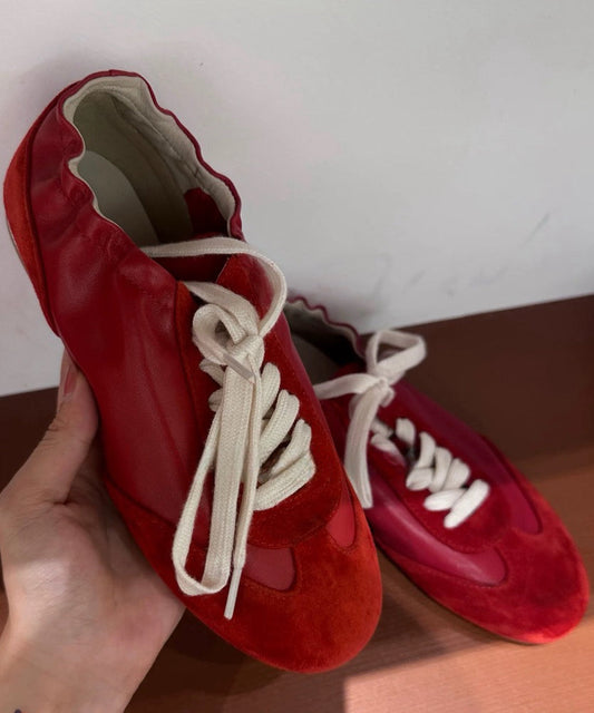 Red Up Handmade New Sports Shoes Flats Lace