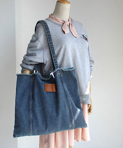 New High-Capacity Torn Edge Denim Shoulder Bag SX1018