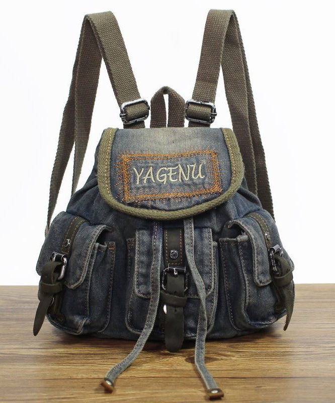 New Japanese And Korean Embroidery Denim Backpacks MM068