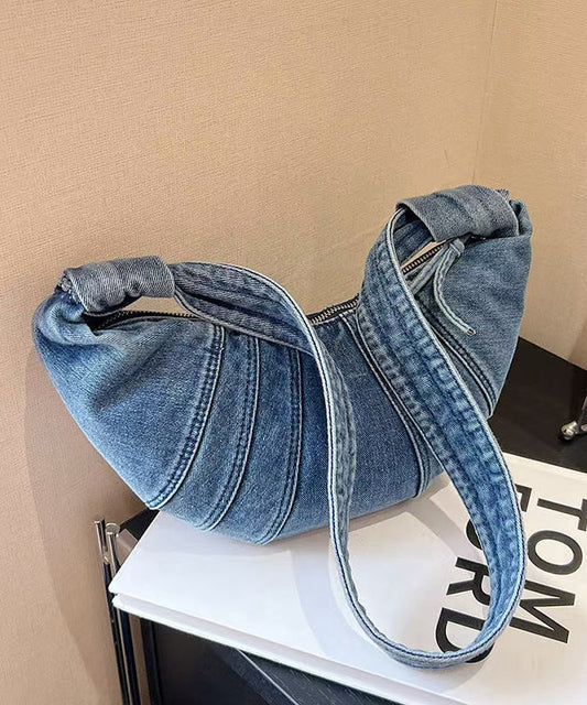 Sac hobo japonais bleu polyvalent en denim léger, neuf