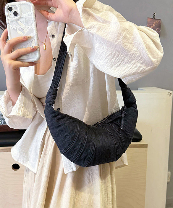 Sac hobo japonais bleu polyvalent en denim léger, neuf