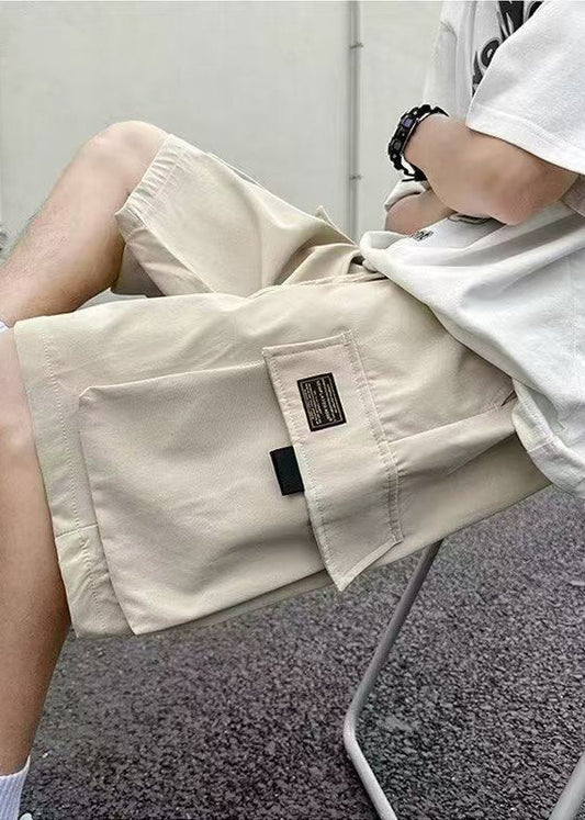 Short d'été léger en coton avec poches kaki pour homme