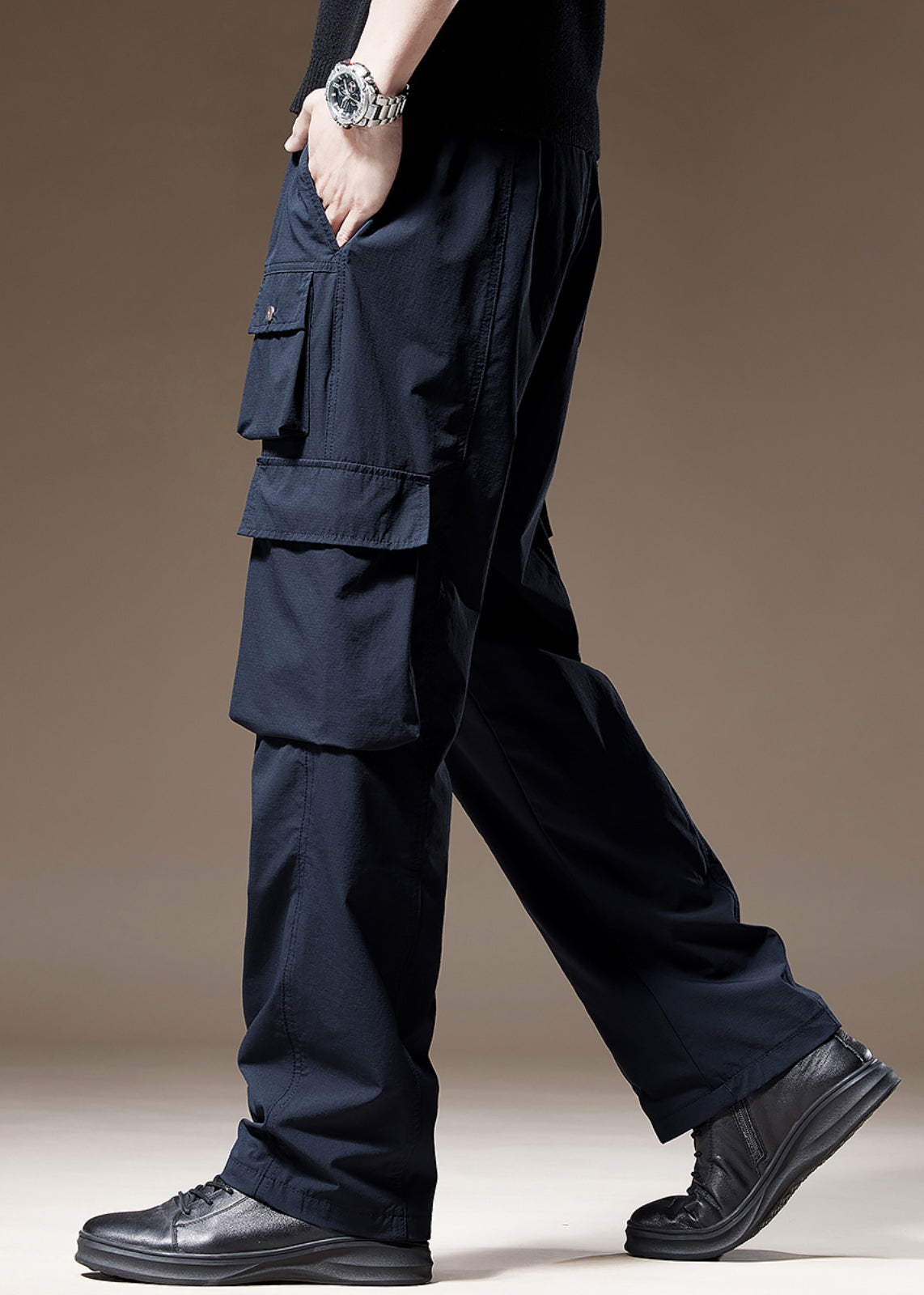 Mens Navy New Pants Pockets Solid Spring Cotton