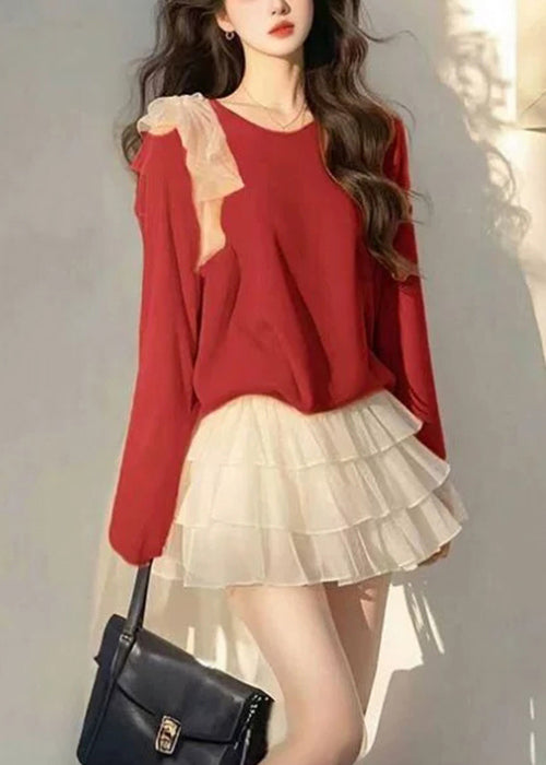 Two Cotton Piece Tops Bow New Tulle And Skirts White Set Orange