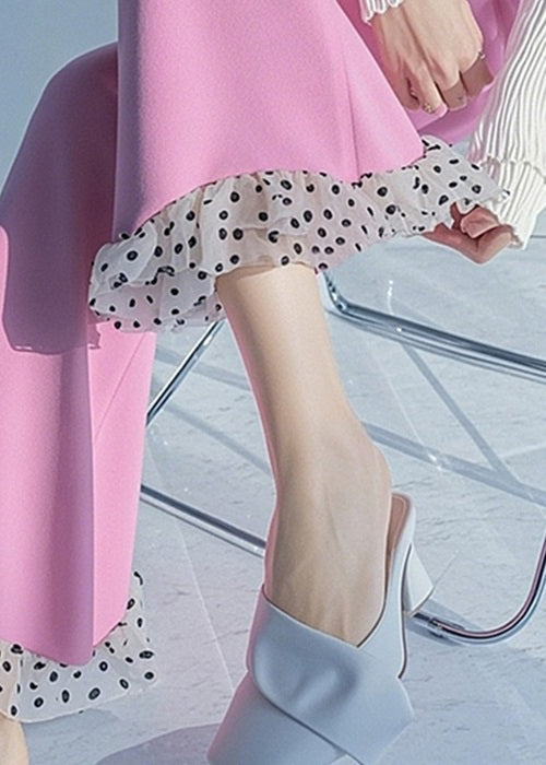 Pantalon évasé à pois et patchwork rose taille haute, neuf