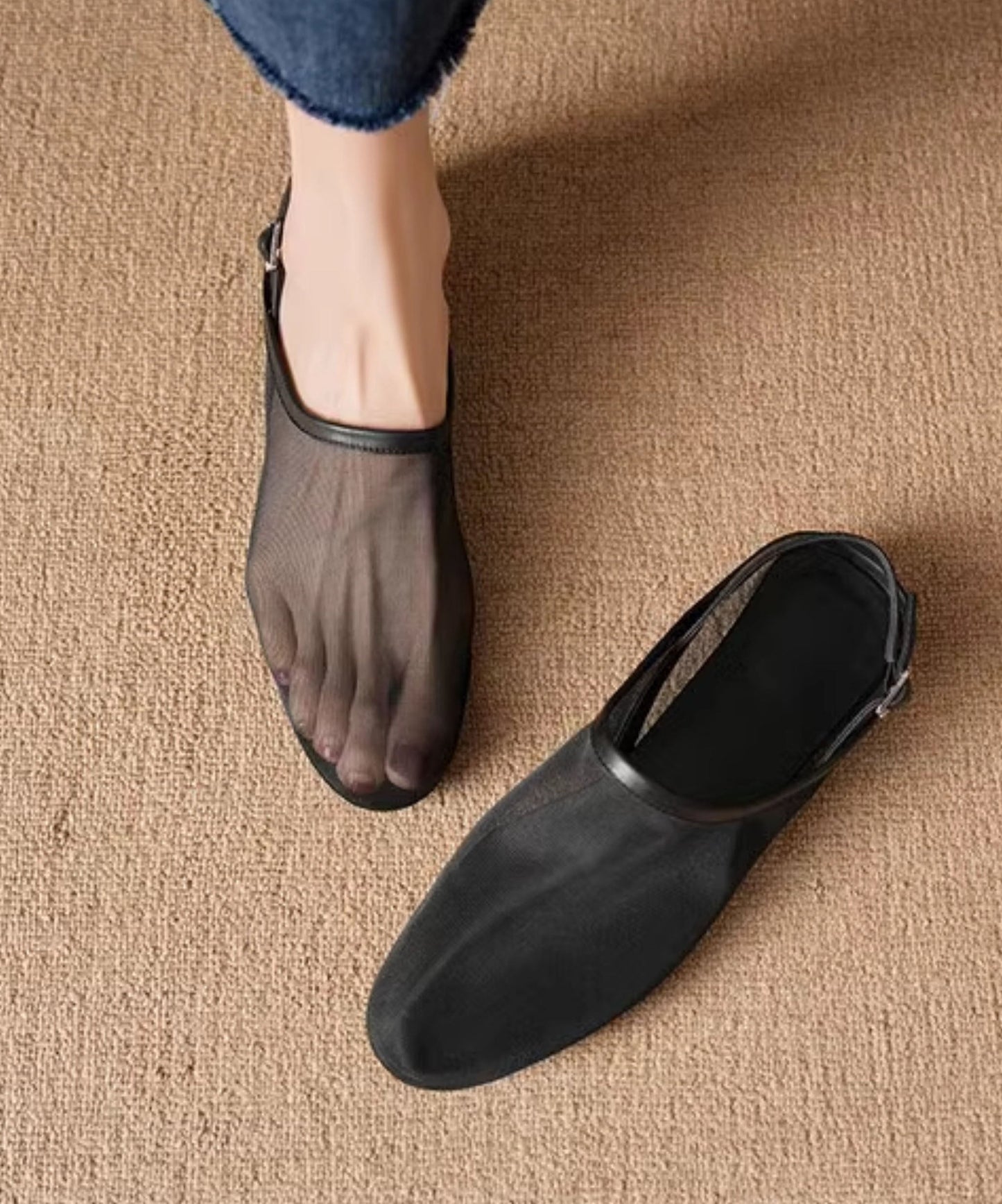 Leather Sandals Red Walking Tulle New Cowhide Splicing