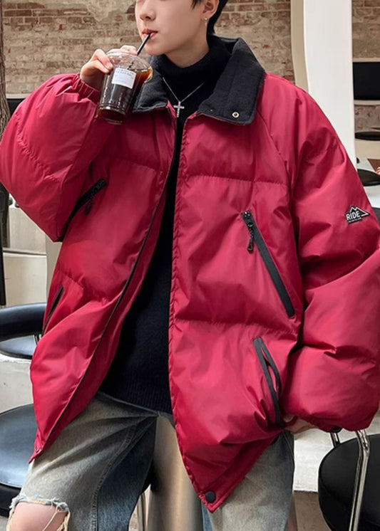 New Red Zippered Button Oversized Men Parkas Winter WL011