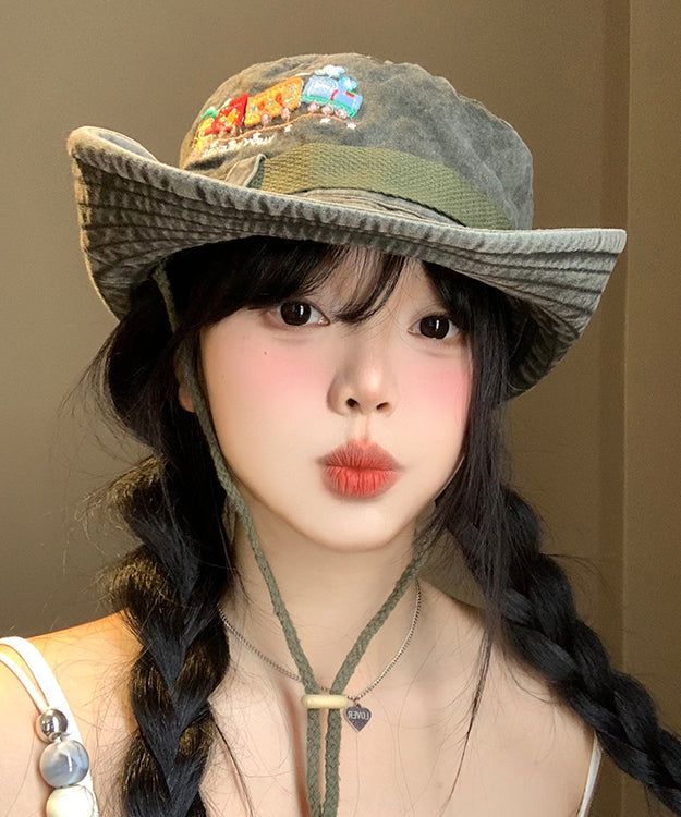 Army Hat Large Cowboy Retro Embroidered Green New Eaves