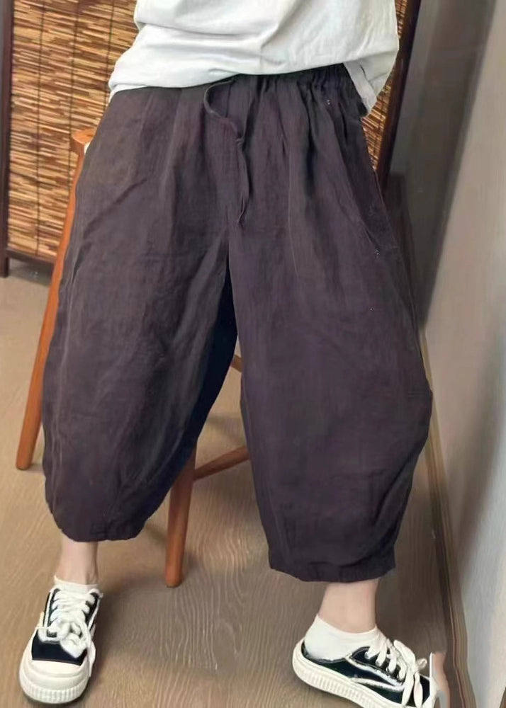 Pantalon d'été surdimensionné en lin beige rétro sarouel